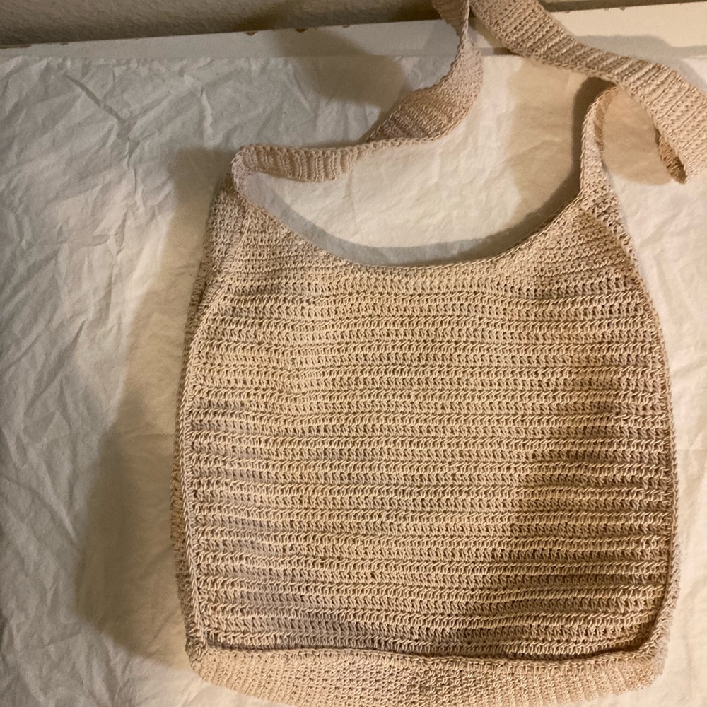 Elegant Cream Crochet Shoulder Bag